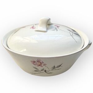 VINTAGE Mid-Century Modern Ballerina Rosette Covered Casserole Dish by Universal